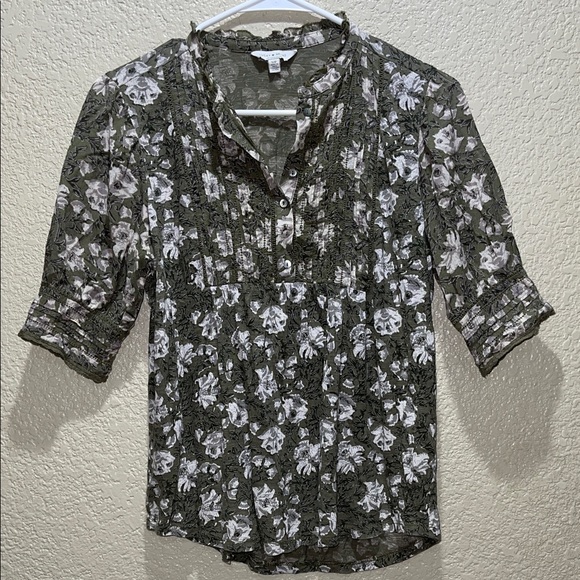 Lucky Brand Tops - Lucky Brand Green Floral Button Down Shirt